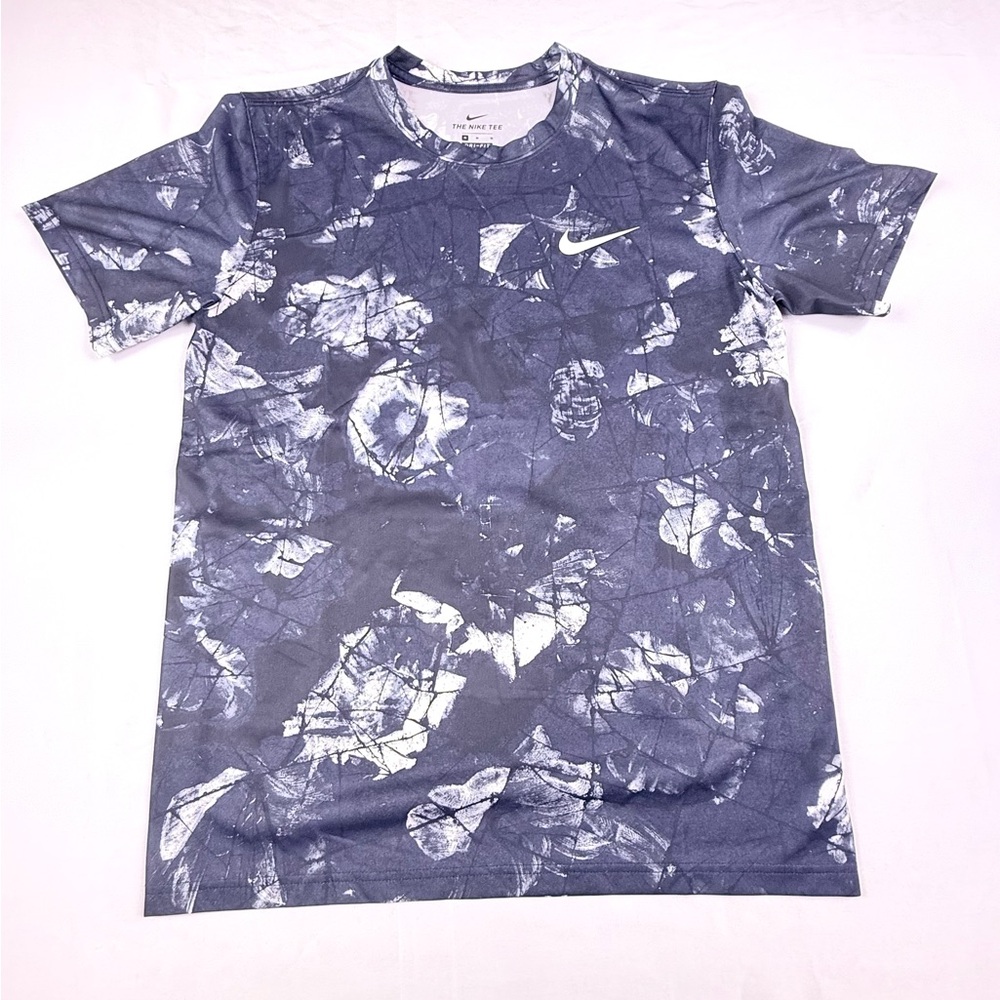 Nike Men's Navy and White Tie-Dye Tee